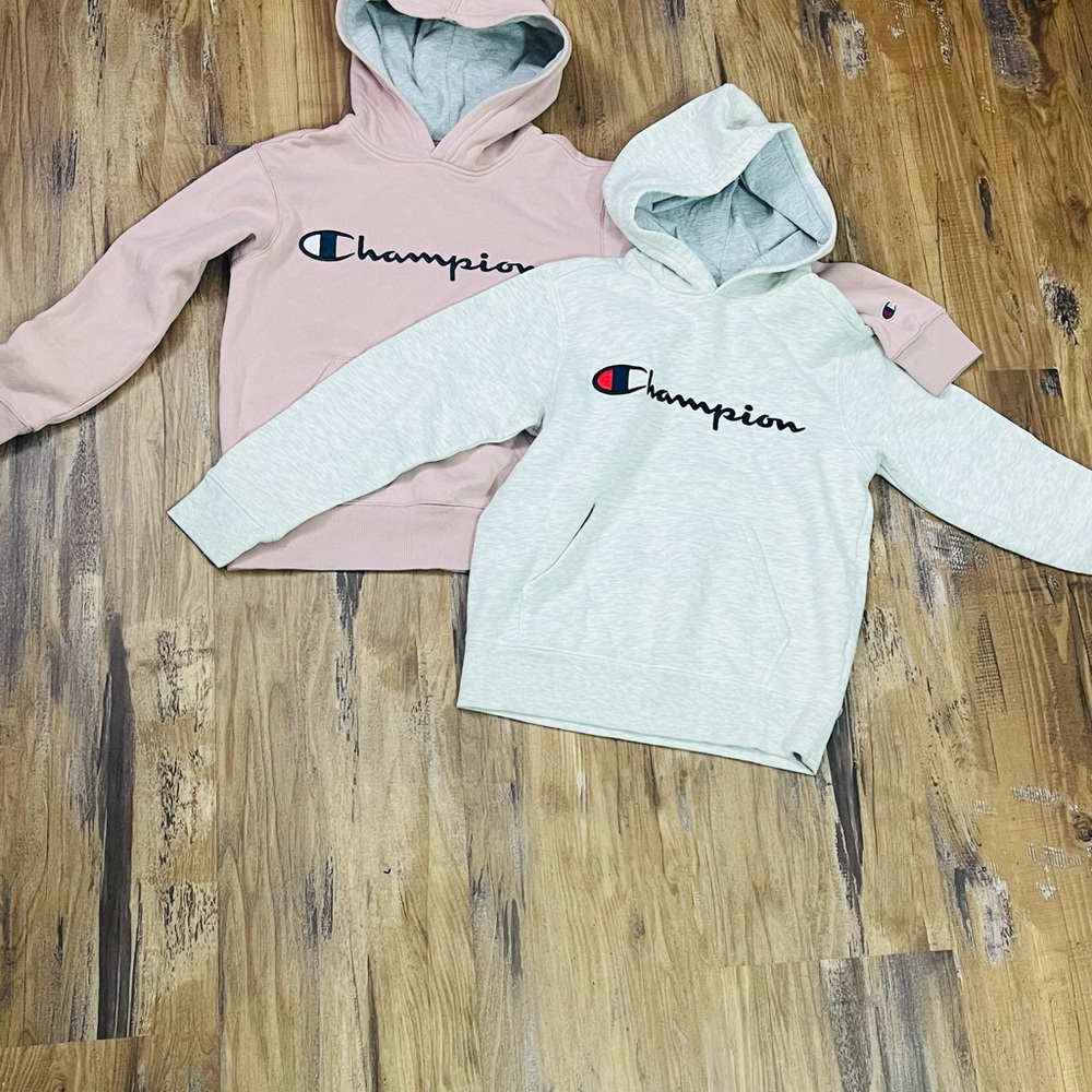 Champion Pink and Gray Hoodies Sweatshirts
